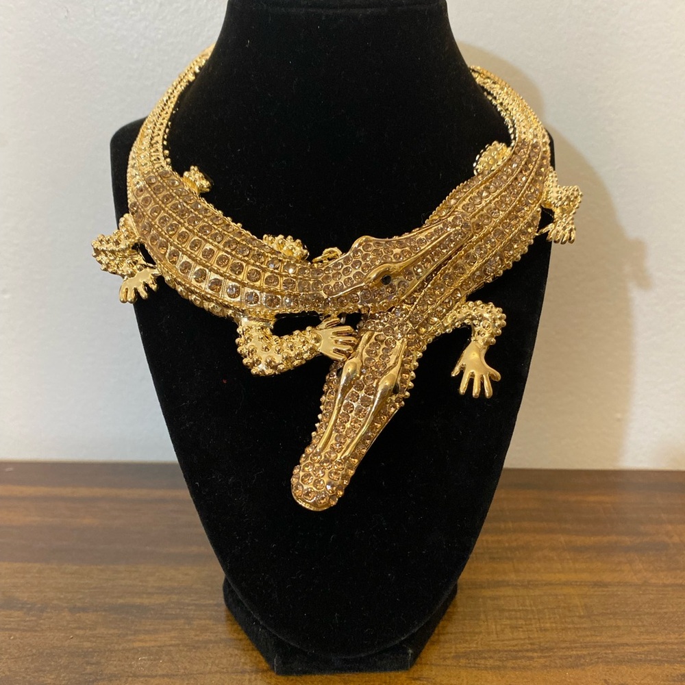Gold Alligator Statement Necklace - image 7